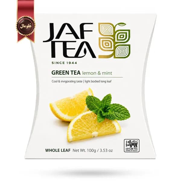 چای سبز میوه ای جف تی JAF TEA مدل لیمو و نعناع Lemon & Mint وزن 100 گرم (اورجینال)
