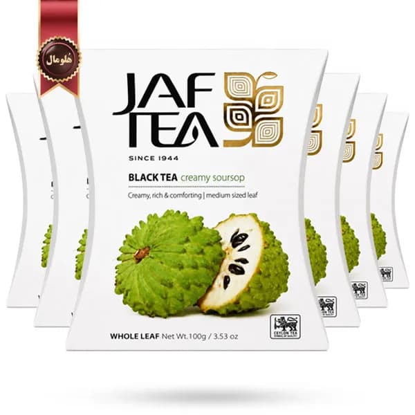 6 بسته چای سیاه میوه ای جف تی JAF TEA مدل ساورساپ خامه‌ای Creamy Soursop وزن 100 گرم (اورجینال)
