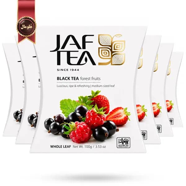 6 بسته چای سیاه میوه ای جف تی JAF TEA مدل میوه‌های جنگلی forest fruits وزن 100 گرم (اورجینال)