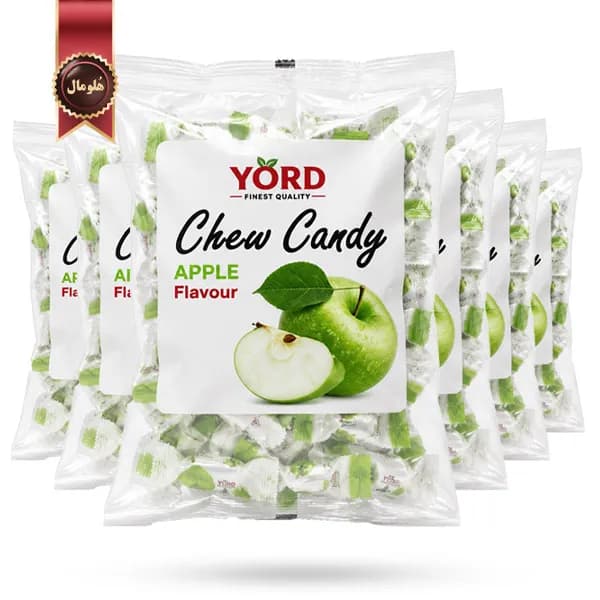 6 بسته تافی جویدنی یورد YORD مدل سیب چوی کندی Chew Candy Apple وزن 200 گرم (اورجینال) — تصویر ۳