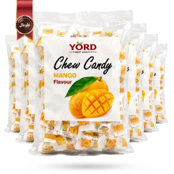 6 بسته تافی جویدنی یورد YORD مدل انبه چوی کندی Chew Candy Mango وزن 200 گرم (اورجینال) — تصویر ۳