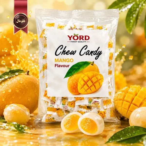 6 بسته تافی جویدنی یورد YORD مدل انبه چوی کندی Chew Candy Mango وزن 200 گرم (اورجینال) — تصویر ۲