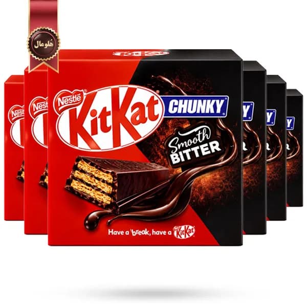6 بسته شکلات کیت کت kitkat مدل چانکی اسموت بیتر Chunky Smooth Bitter وزن 40 گرم پک 12 تایی (اورجینال) — تصویر ۳