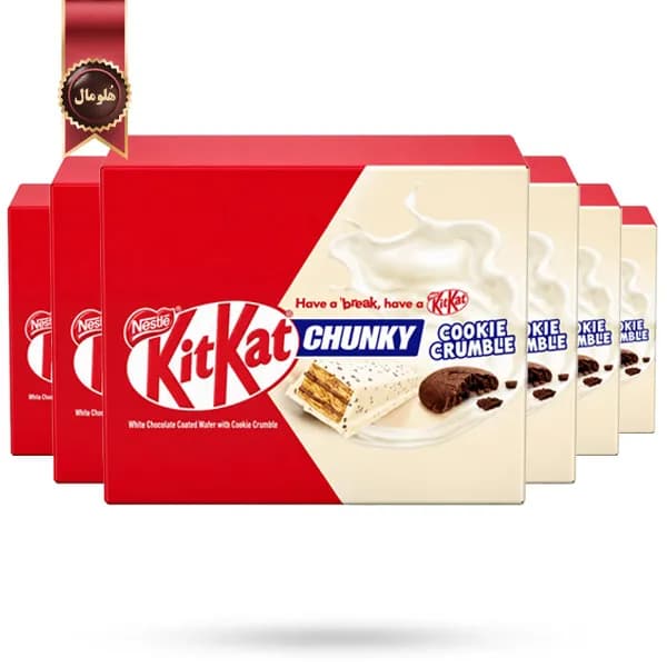 6 بسته شکلات کیت کت kitkat مدل چانکی کوکی کرامبل Chunky Cookie Crumble وزن 40 گرم پک 12 تایی (اورجینال) — تصویر ۳