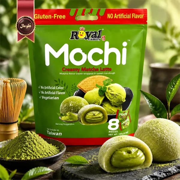 6 بسته موچی کرمی رویال فمیلی Royal Family با طعم کرمی ماچا لته Creamy Matcha Latte وزن 120 گرم (اورجینال) — تصویر ۴