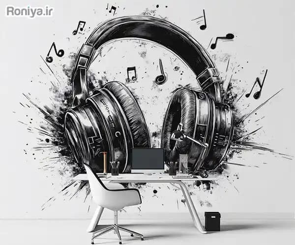 پوستر دیواری موسیقی طرح سه بعدی هدست — تصویر ۳