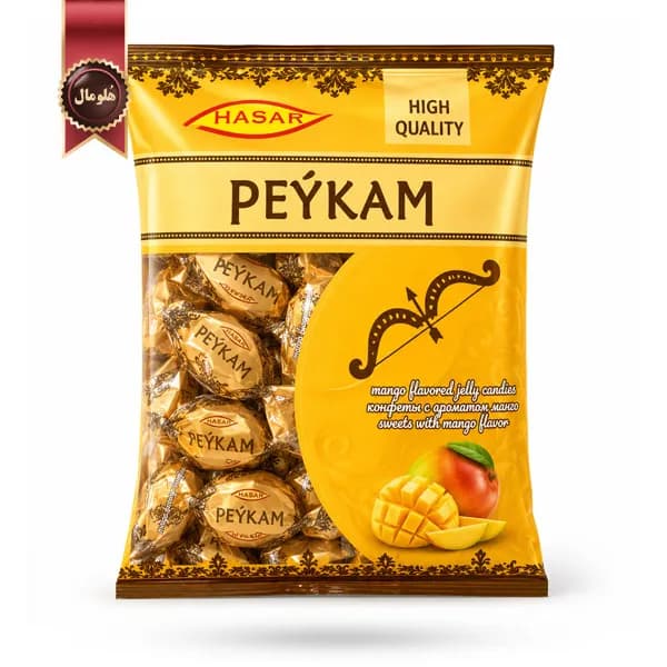 آبنبات ژله‌ای هاسار پیکام HASAR PEYKAM مدل طعم انبه Mango flavor وزن 500 گرم (اورجینال)