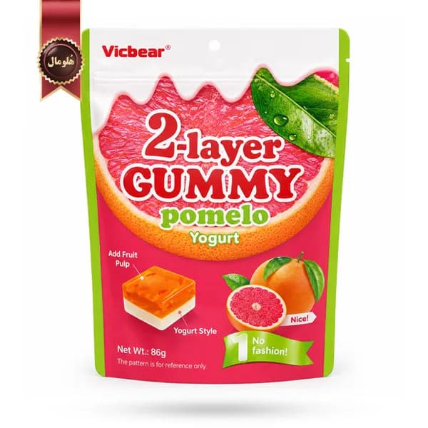 پاستیل دو لایه ویک‌بر Vicbear مدل پوملو و ماست Pomelo yogurt وزن 86 گرم (اورجینال)