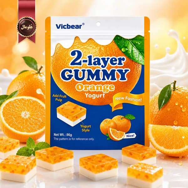 6 بسته پاستیل دو لایه ویکبر Vicbear مدل پرتقال و ماست Orange yogurt وزن 86 گرم (اورجینال) — تصویر ۴