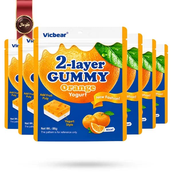 6 بسته پاستیل دو لایه ویک‌بر Vicbear مدل پرتقال و ماست Orange yogurt وزن 86 گرم (اورجینال)