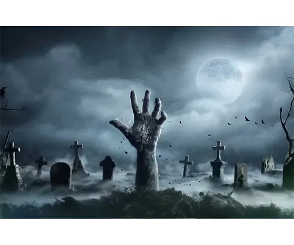 پوستر دیواری ترسناک – طرح دست زامبی در شب — تصویر ۴