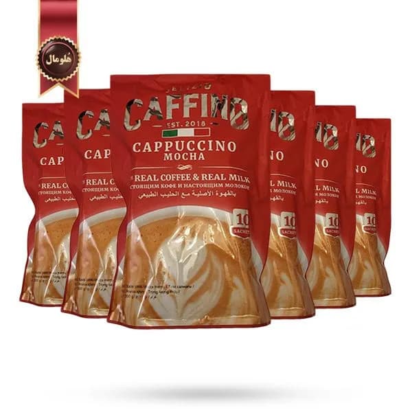 6 بسته کاپوچینو دلزیو کافینو Delizio Caffino مدل موکا Mocha پک 10 ساشه ای (اورجینال) — تصویر ۲