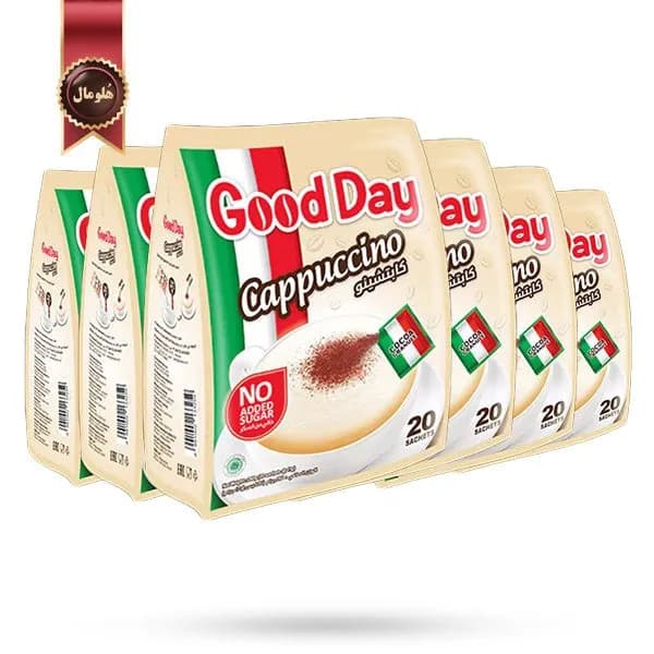6 بسته کاپوچینو گوددی GOOD DAY مدل بدون شکر اضافه No Added Sugar پک 20 ساشه ای (اورجینال) — تصویر ۲