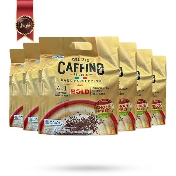 6 بسته کاپوچینو دارک دلزیو کافینو Delizio Caffino مدل بولد Bold پک 20 ساشه ای (اورجینال)