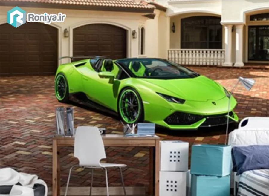پوستر دیواری ماشین لامبورگینی سبز — تصویر ۳