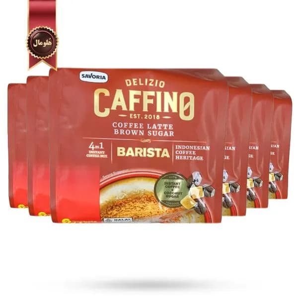 6 بسته کافی لاته دلزیو کافینو Delizio Caffino مدل باریستا با شکر قهوه‌ ای Barista Brown Sugar پک 7 ساشه ای (اورجینال) — تصویر ۲