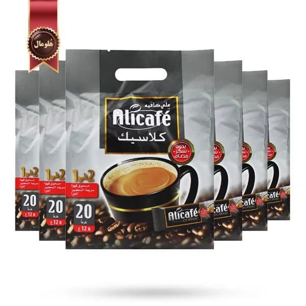 6 بسته کافی میکس علی کافه Alicafe مدل 2 در 1 کلاسیک بدون شکر Classic Sugar Free پک 20 ساشه ای (اورجینال) — تصویر ۲