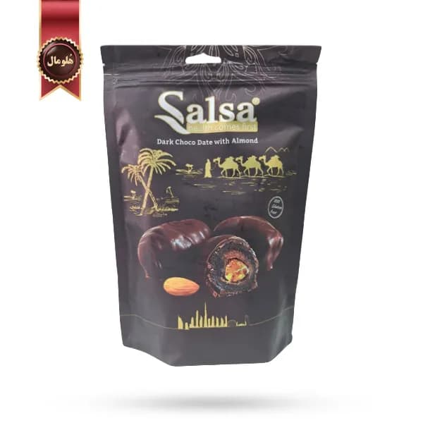 شکلات خرمایی سالسا Salsa مدل شکلات تلخ با بادام Dark Chocolate With Almond وزن 250 گرم (اورجینال) — تصویر ۲