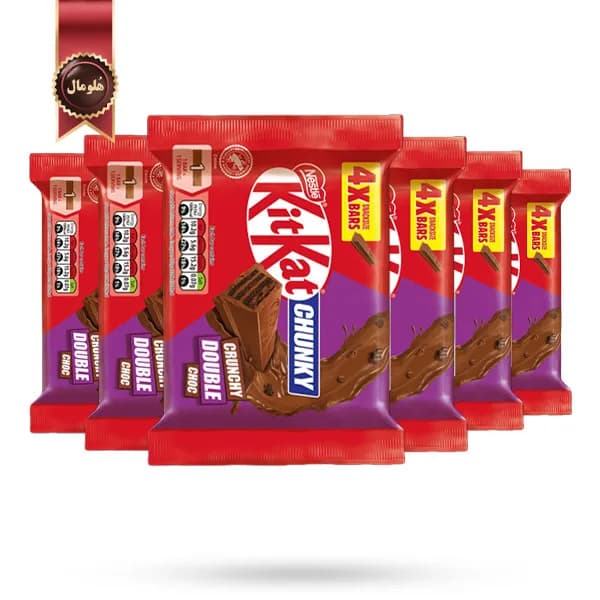 6 بسته شکلات کیت کت kitkat مدل چانکی دابل چاکلت Chunky Double Choc پک 4 تایی (اورجینال) — تصویر ۲
