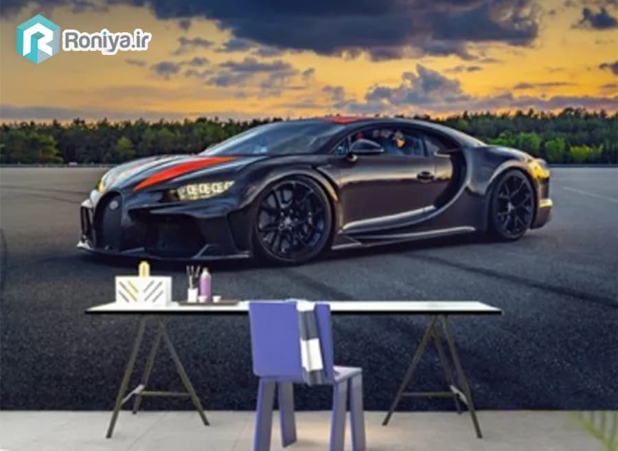 پوستر دیواری سه بعدی طرح بوگاتی شیرون