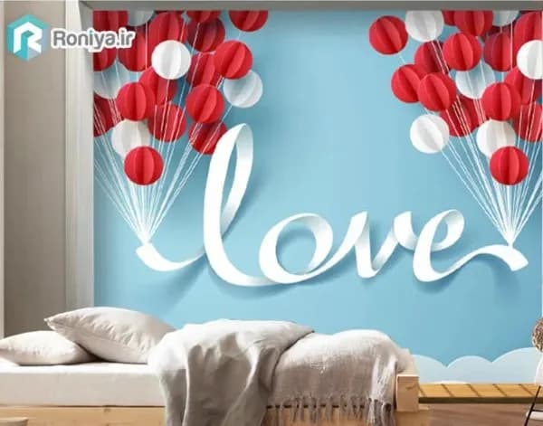 پوستر دیواری عاشقانه قلبی با نوشته Love
