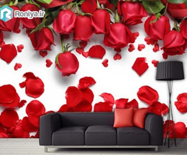 پوستر دیواری سه بعدی طرح گل های رز برای اتاق خواب