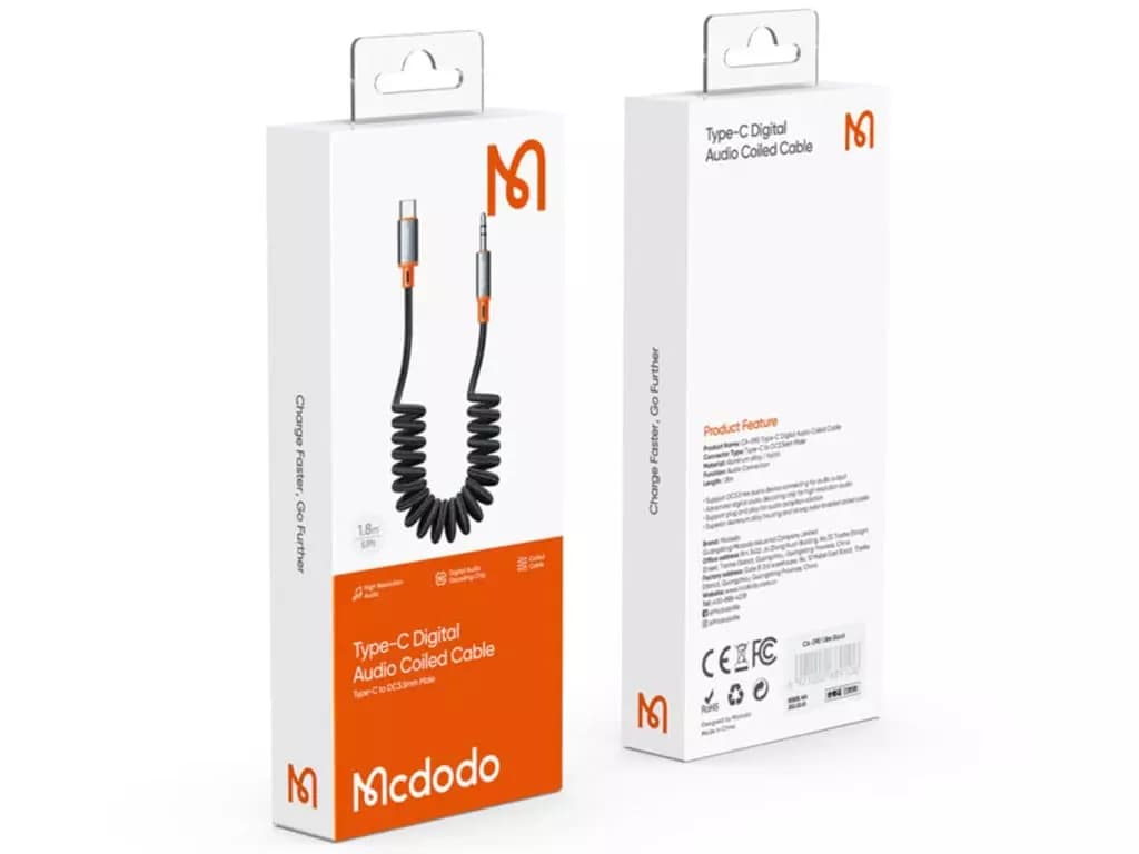 کابل تبدیل USB-C به جک 3.5 میلی‌متری مک دودو مدل CA-0900 طول 1.8 متر