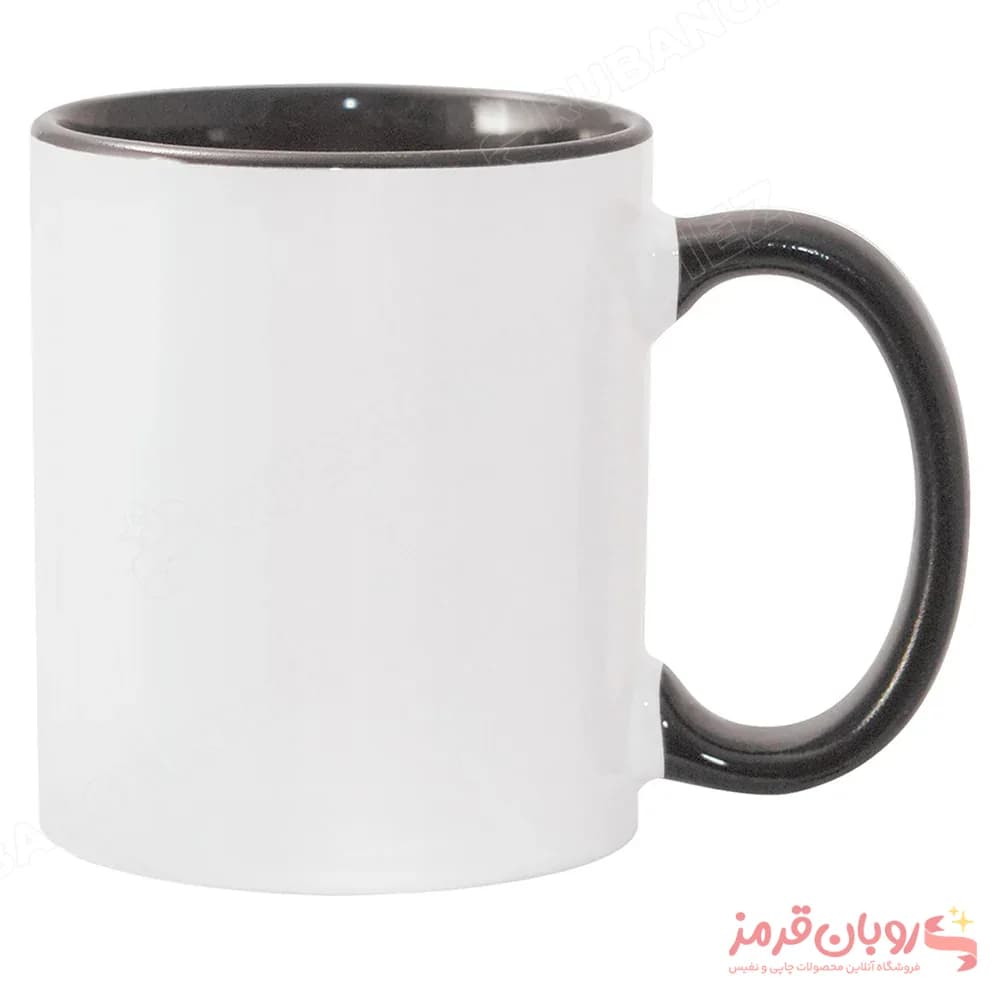لیوان سرامیکی خام سابلیمیشن دسته و داخل رنگی 11oz – مشکی