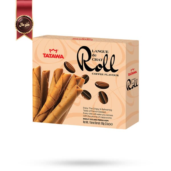ویفر رول تاتاوا Tatawa Roll مدل طعم قهوه Coffee flavour وزن 100 گرم (اورجینال)