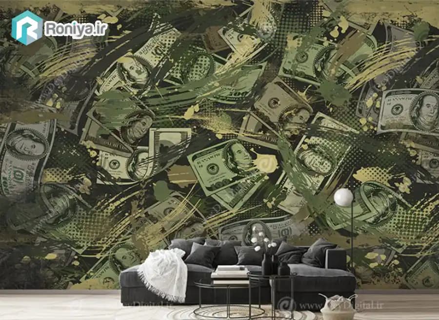 پوستر دیواری سه بعدی طرح دلار