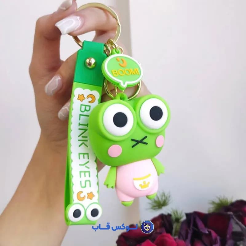 جاکلیدی سیلیکونی قورباغه سبز چشم قلمبه مدل Blink Eyes — تصویر ۳