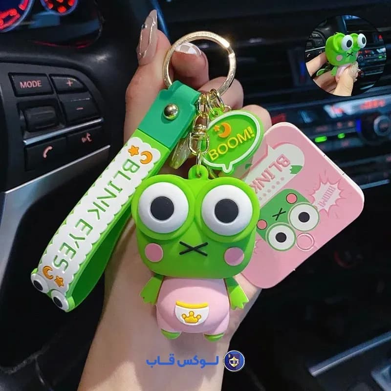 جاکلیدی سیلیکونی قورباغه سبز چشم قلمبه مدل Blink Eyes — تصویر ۲