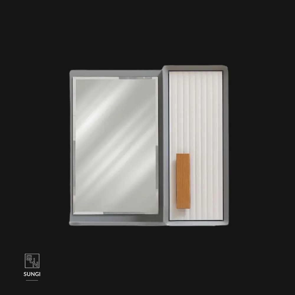 ست کابینت و روشویی بی اس سی مدل پخی طوسی سفید کد 250 — تصویر ۴