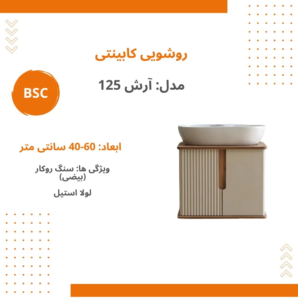 ست کابینت و روشویی بی اس سی مدل آرش کد 125 — تصویر ۲
