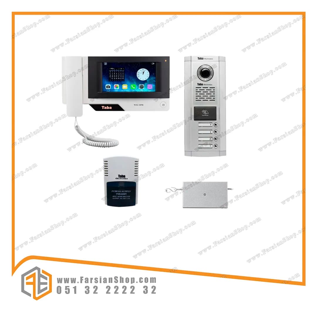 پکیج کامل آیفون تصویری تابا مدل 3070 با پنل 1860 کارتخوان — تصویر ۳