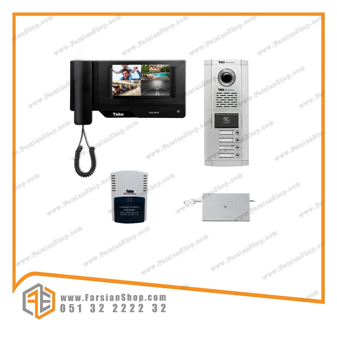 پکیج کامل آیفون تصویری تابا مدل 3070 با پنل 1860 کارتخوان — تصویر ۴