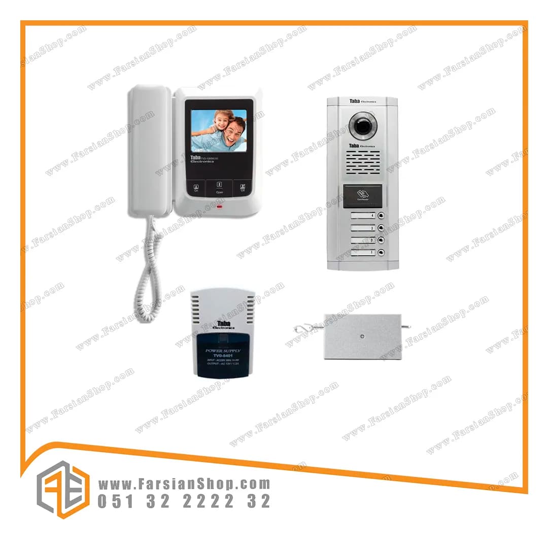 پکیج کامل آیفون تصویری تابا مدل 1090 با پنل 1860 کارتخوان