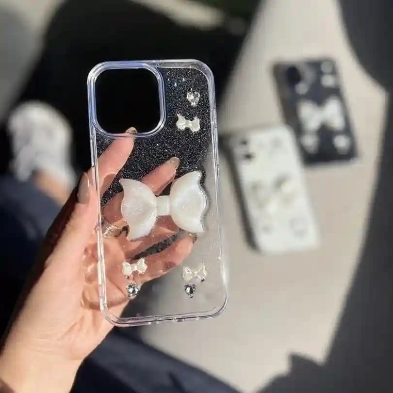 قاب پاپیون سفید و نگین Iphone 13 — تصویر ۵