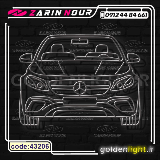 تابلو نئون طرح خودرو مرسدس بنز (کد 43206) + فایل کورل ( ال ای دی ماشین BENZ LED NEON ) — تصویر ۳