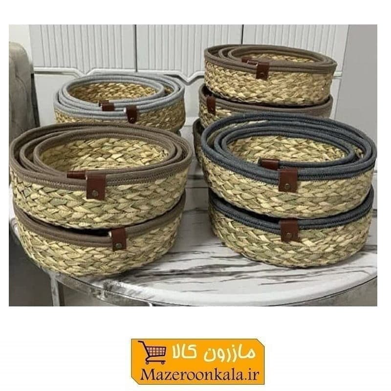 سبد حصیری سنتی سه خال ست 3 عددی صنایع دستی شمال HWK-047