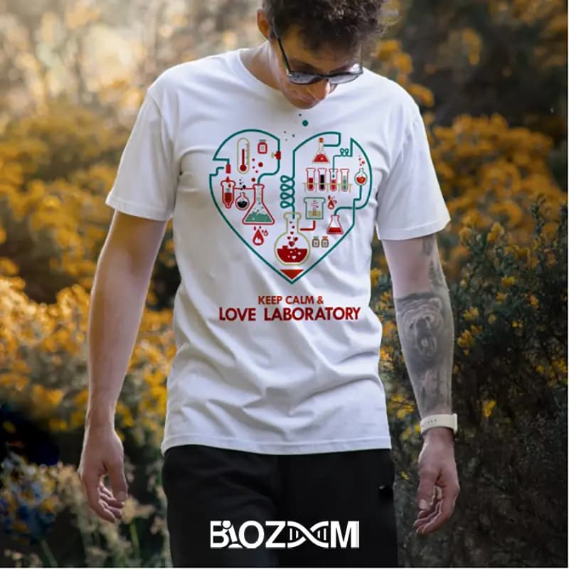 تیشرت طرح keep calm & love laboratory علوم آزمایشگاهی – کد 102 — تصویر ۱۰