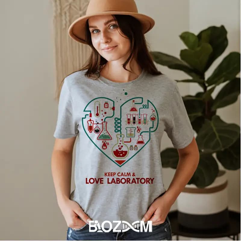 تیشرت طرح keep calm & love laboratory علوم آزمایشگاهی – کد 102 — تصویر ۷