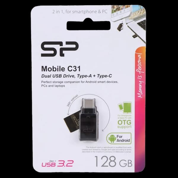 فلش مموری سیلیکون پاور Silicon Power مدل Mobile C31 ظرفیت 128 گیگابایت، USB 3.2 Gen 1، Type-C — تصویر ۱۰