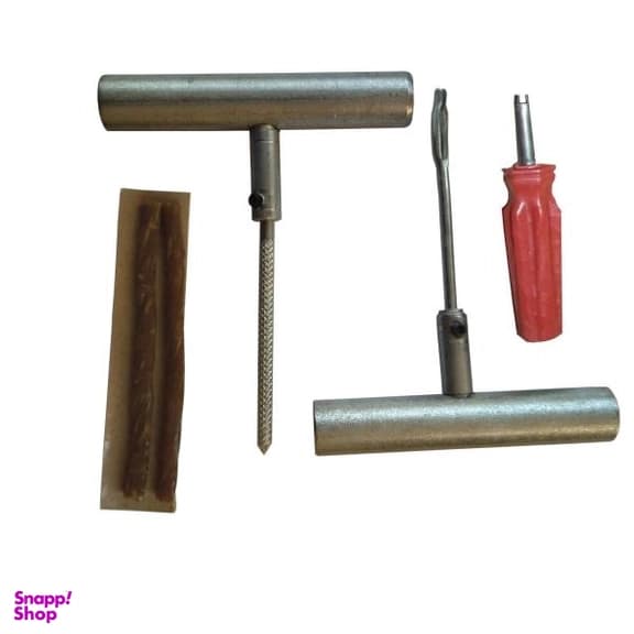 کیت پنچر گیری لاستیک تیوبلس خودرو مدل فلزی همراه با آچار والف