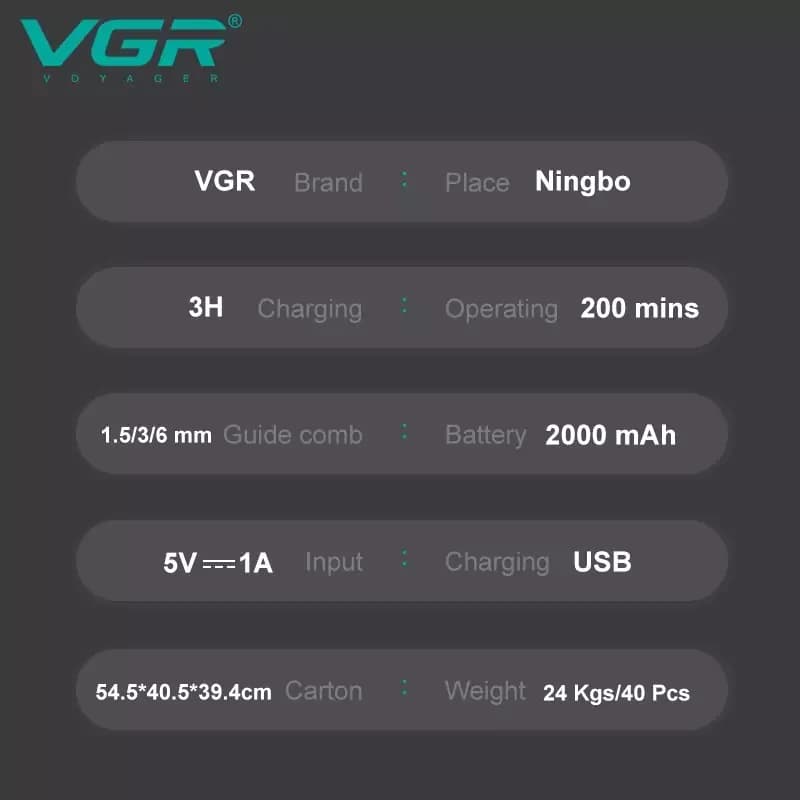 ماشین اصلاح و خط زن حرفه ای وی جی ار VGR 912 — تصویر ۱۰