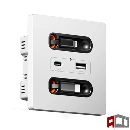 پریز شارژر دیواری با کابل شارژ — تصویر ۳