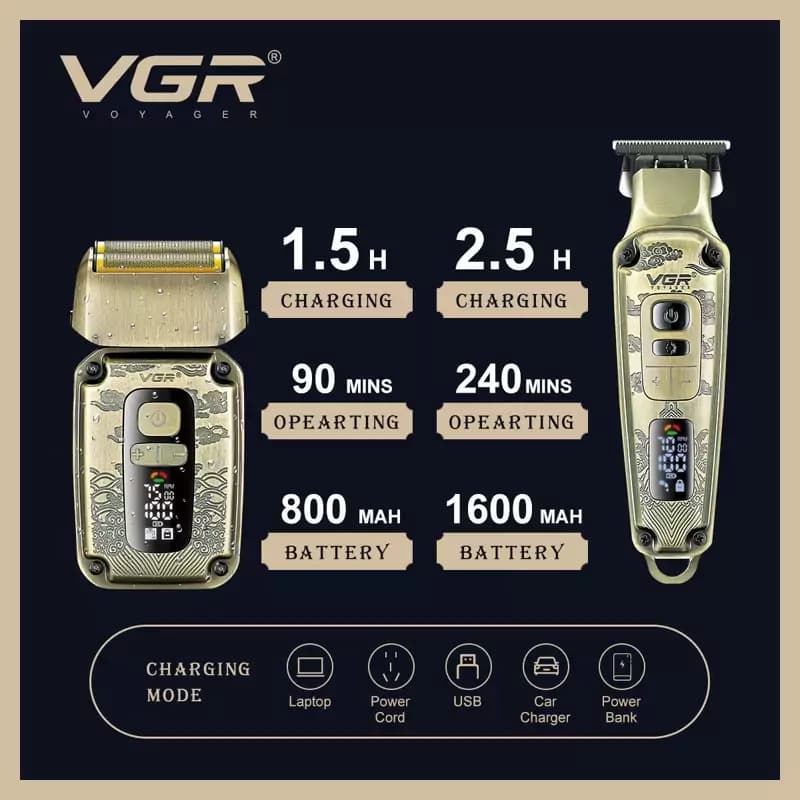 ست ماشین اصلاح و شیور وی جی ار VGR 641 — تصویر ۴
