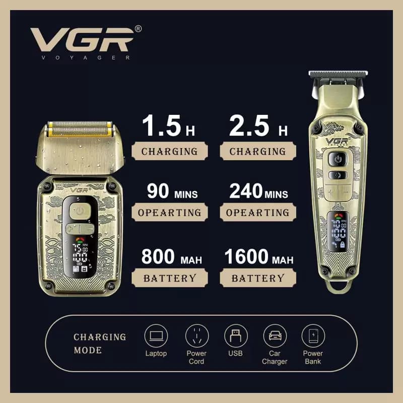 ست ماشین اصلاح و شیور وی جی ار VGR 641 — تصویر ۶
