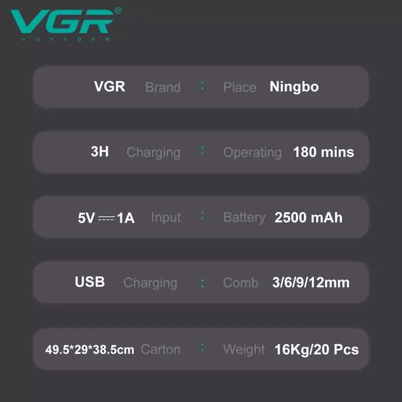 ماشین اصلاح و حجم زن حرفه ای وی جی ار VGR 138 — تصویر ۲