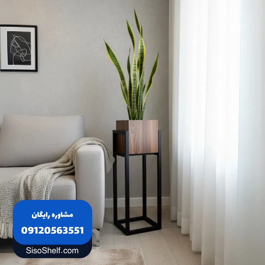 گلدان چوبی ایستاده سیسو — تصویر ۴